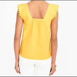 J. Crew Square Neck Poplin With Pom Pom